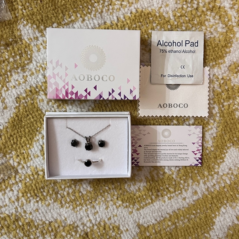 Sterling silver & onyx jewelry set